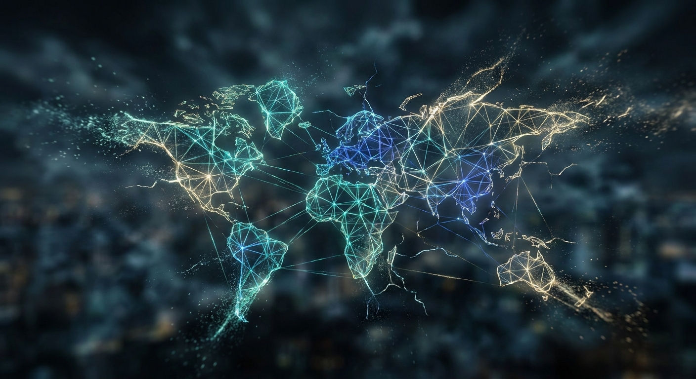 Conceptual visualization of digital systems fragmenting