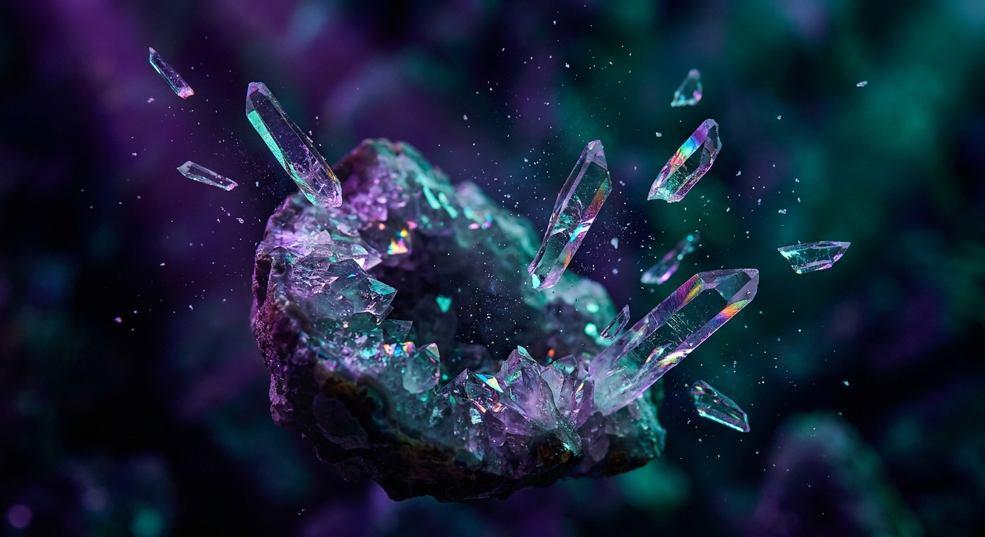 Macro shot of dissolving digital particles