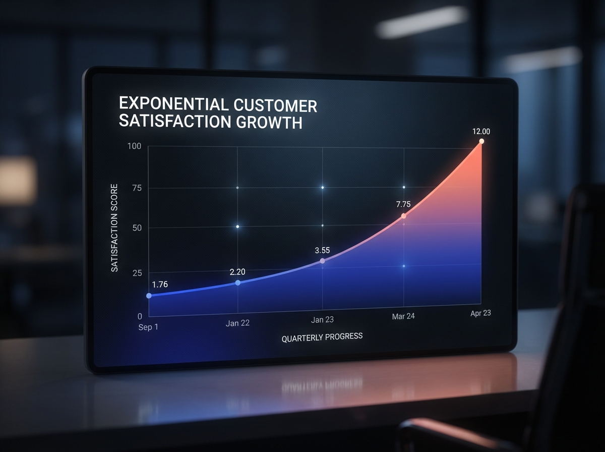 Data visualization showing 35% boost in customer satisfaction