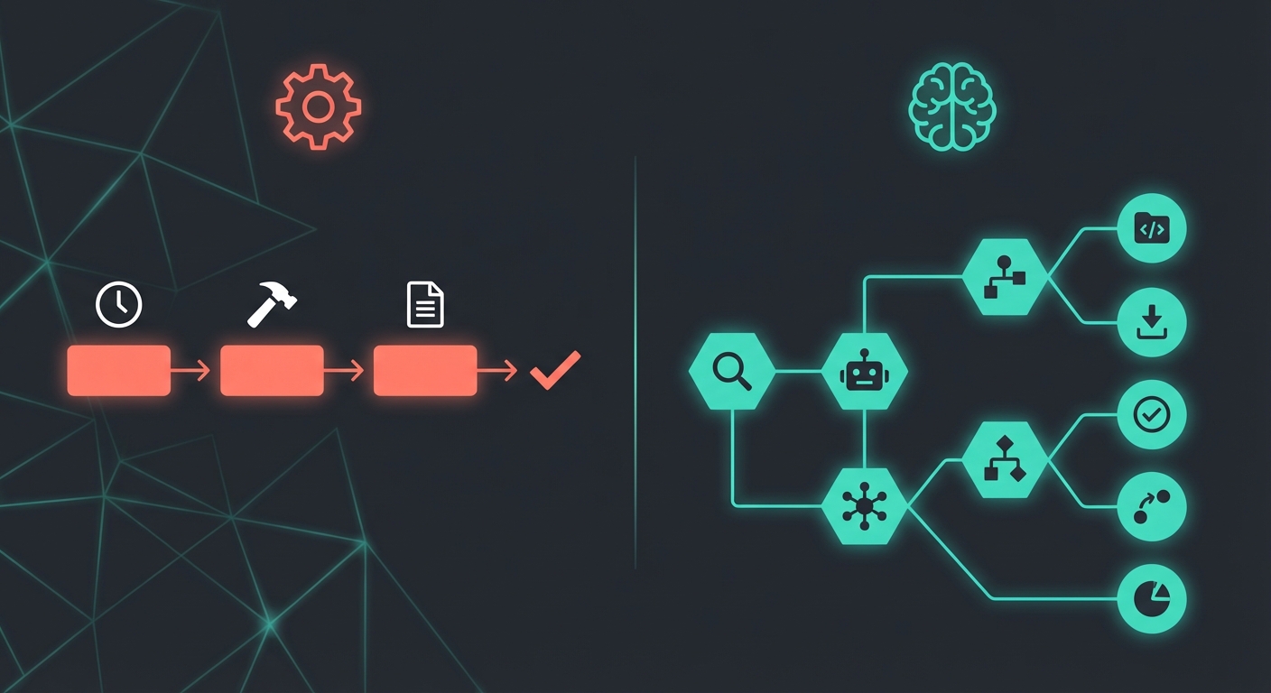 Data visualization of agentic vs traditional automation logic